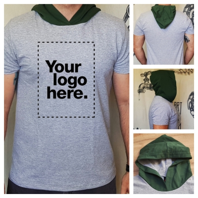 T-shirt με Κουκούλα | Γκρι ~ Πράσινο