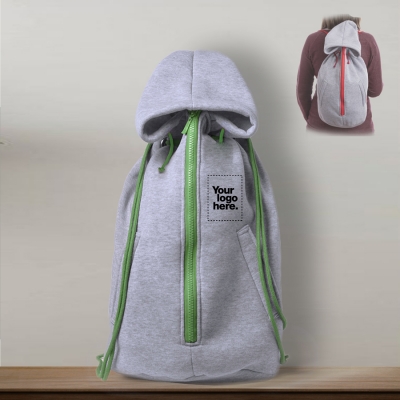 Τσάντα Ώμου με Κορδόνια | τύπου Φούτερ | Γκρι ~ Πράσινο
