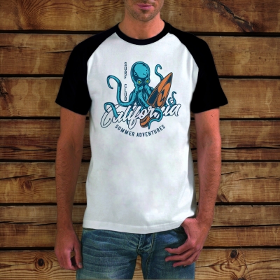 Baseball T-shirt | Surfing Octopus