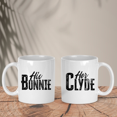 Σετ Λευκές Κούπες | His Bonnie - Her Clyde