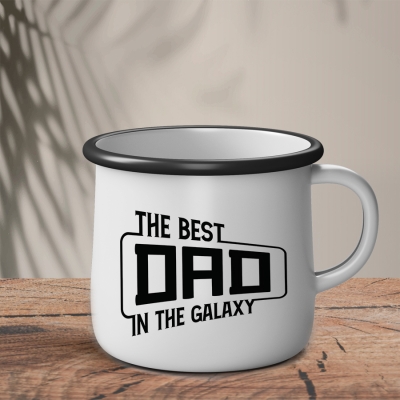 Εμαγιέ Κούπα | Άσπρο ~ Μαύρο | Best Dad in the Galaxy