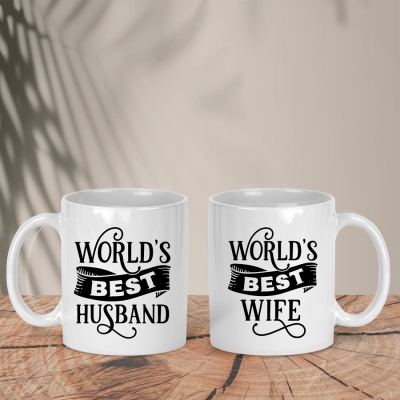 Σετ Λευκές Κούπες | World's best Husband - Wife