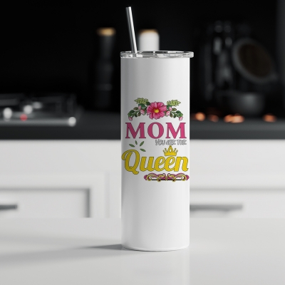 Ποτήρι θερμός μεταλλικό με καλαμάκι | Mom you are the Queen
