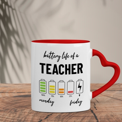 Δίχρωμη Κούπα Καρδιά | Battery life of a Teacher