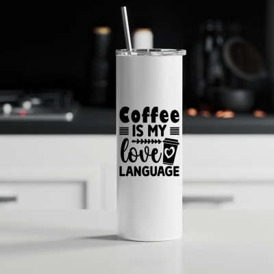 Ποτήρι θερμός μεταλλικό με καλαμάκι | Coffee is my love language