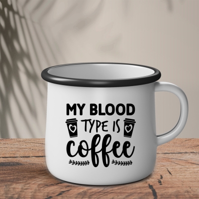 Εμαγιέ Κούπα | Άσπρο ~ Μαύρο | My blood type is Coffee