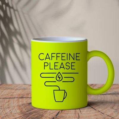 Φωσφοριζέ Κίτρινη Κούπα | Caffeine please