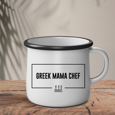 Εμαγιέ Κούπα | Άσπρο ~ Μαύρο | Greek Mama Chef