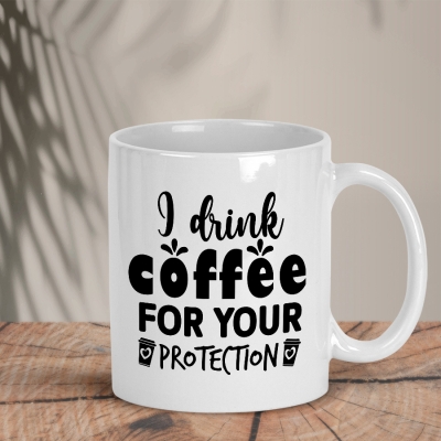Λευκή Κούπα | I drink coffee for your protection