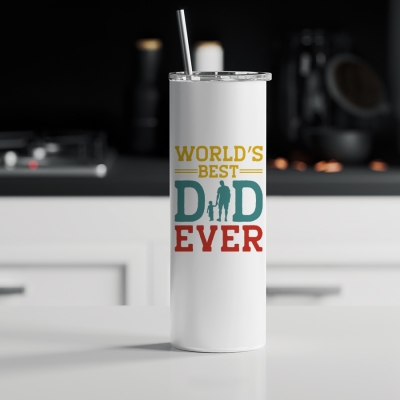 Ποτήρι θερμός μεταλλικό με καλαμάκι | World's best dad ever