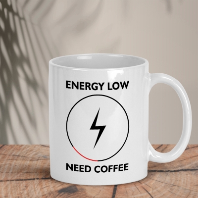 Λευκή Κούπα | Energy low - Need Coffee