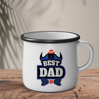 Εμαγιέ Κούπα | Άσπρο ~ Μαύρο | Best Dad