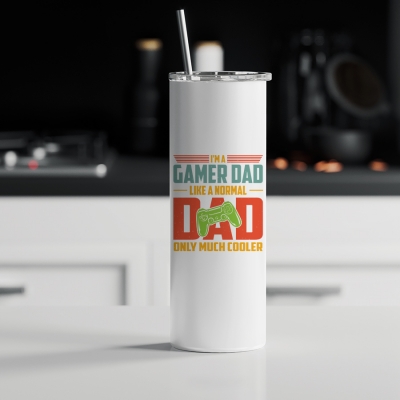 Ποτήρι θερμός μεταλλικό με καλαμάκι | Gamer Dad