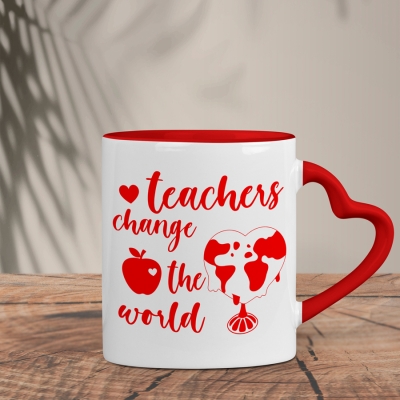 Δίχρωμη Κούπα Καρδιά | Teachers change the world