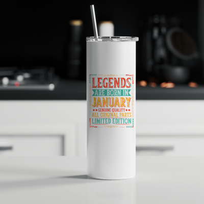 Ποτήρι θερμός μεταλλικό με καλαμάκι | Legends are born in January