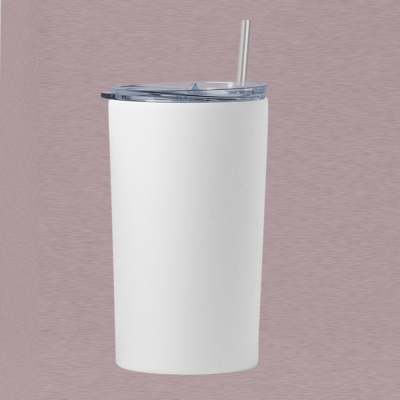 Ποτήρι θερμός πλαστικό με καλαμάκι ( Tumbler)  12oz/ 355ml | Λευκό