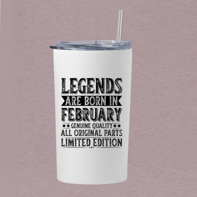 Ποτήρι θερμός μεταλλικό με καλαμάκι 15OZ/ 443ML | Legends are born in February