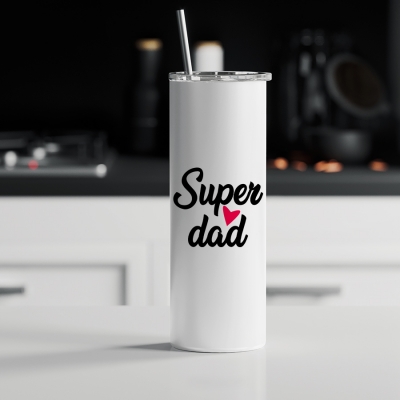 Ποτήρι θερμός μεταλλικό με καλαμάκι | Super dad heart