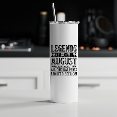 Ποτήρι θερμός μεταλλικό με καλαμάκι | Legends are born in August 2