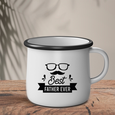 Εμαγιέ Κούπα | Άσπρο ~ Μαύρο | Best Father Ever