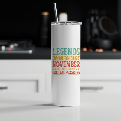 Ποτήρι θερμός μεταλλικό με καλαμάκι | Legends are born in November