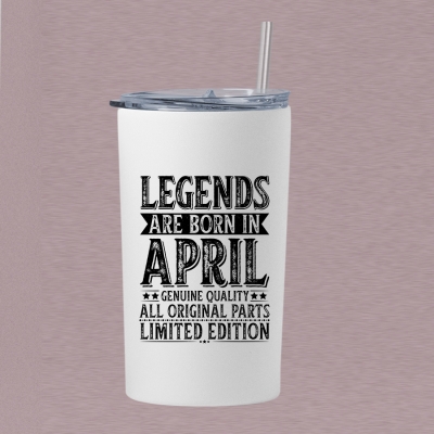 Ποτήρι θερμός μεταλλικό με καλαμάκι 15OZ/ 443ML | Legends are born in April
