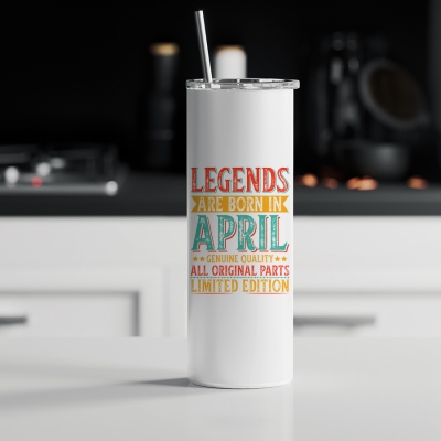 Ποτήρι θερμός μεταλλικό με καλαμάκι | Legends are born in April