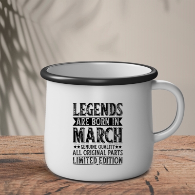 Εμαγιέ Κούπα | Άσπρο ~ Μαύρο | Legends are born in March