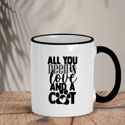 Δίχρωμη Κούπα | All you need is love and a cat