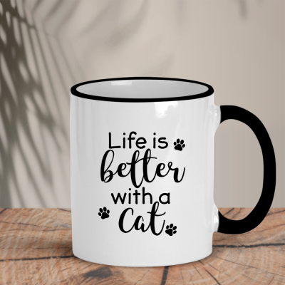 Δίχρωμη Κούπα | Life is better with a cat