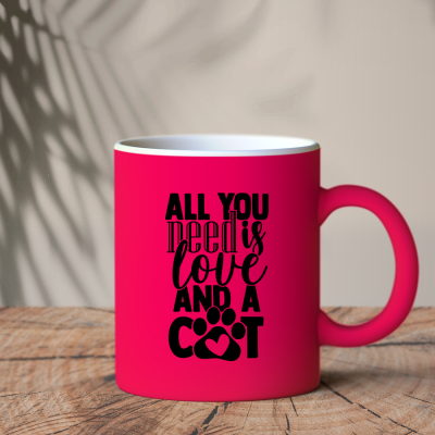 Φωσφοριζέ Κούπα Φουξ | All you need is love and a cat