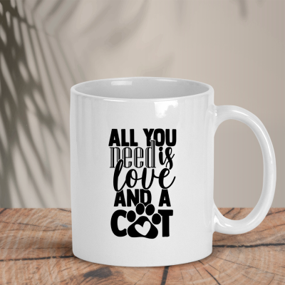 Λευκή Κούπα | All you need is love and a cat