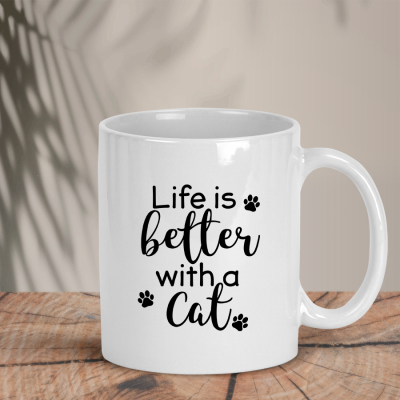 Λευκή Κούπα | Life is better with a cat