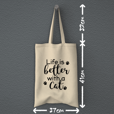 Υφασμάτινη τσάντα | Life is better with a cat