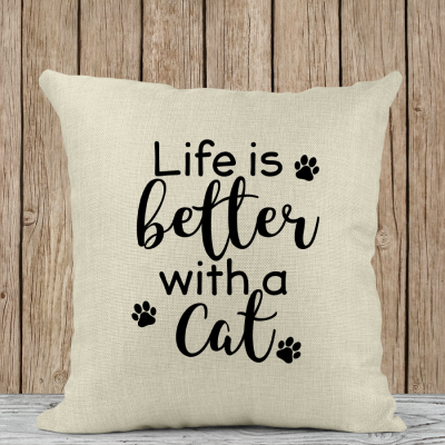 Μαξιλάρι Λινό | Life is better with a cat
