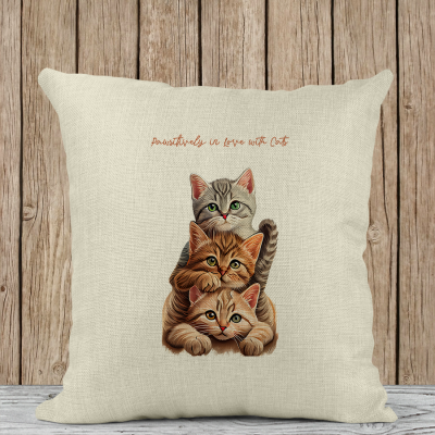 Μαξιλάρι Λινό | Pawsitively in love with cats