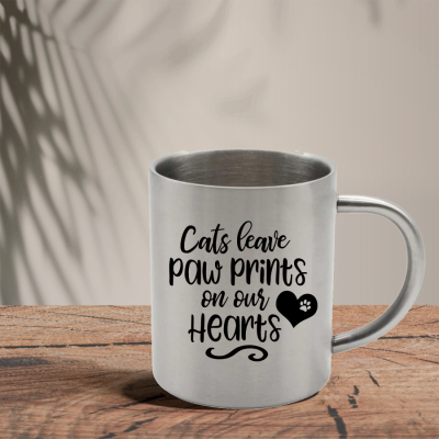 Mεταλλική Κούπα | Cats leave paw prints on our hearts