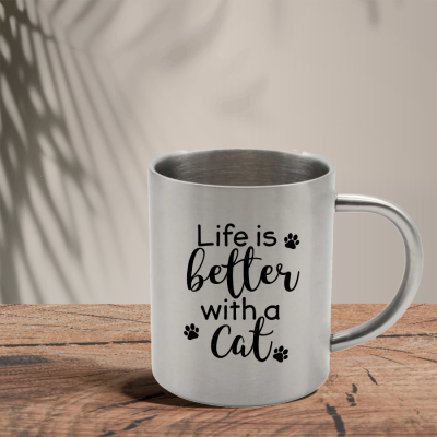 Mεταλλική Κούπα | Life is better with a cat
