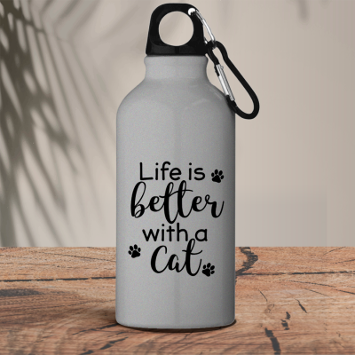 Μεταλλικό μπουκάλι θερμό 600 ml | Life is better with a cat