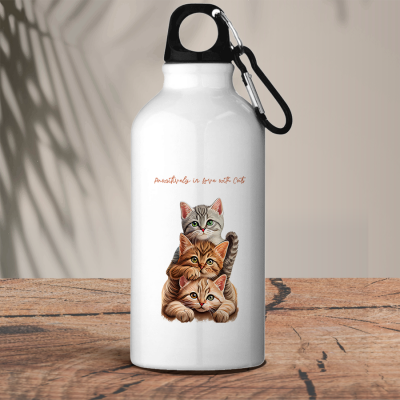 Μεταλλικό μπουκάλι θερμό αλουμινίου 600 ml | Pawsitively in love with cats