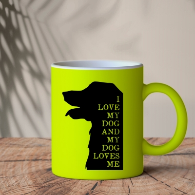 Φωσφοριζέ Κούπα Κίτρινη | My dog loves me
