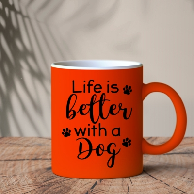 Φωσφοριζέ Κούπα Πορτοκαλί | Life is better with a dog