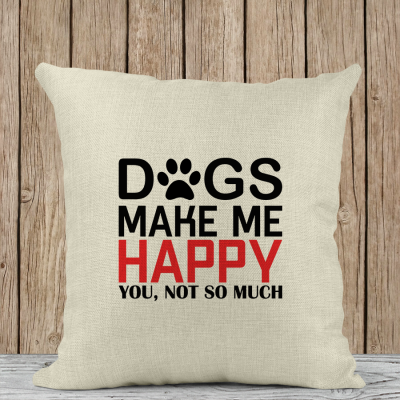 Μαξιλάρι Λινό | Dogs make me happy