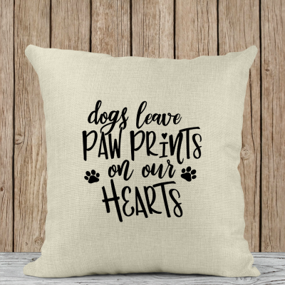 Μαξιλάρι Λινό | Dogs leave paw prints on our hearts