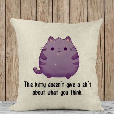 Μαξιλάρι Λινό | This kitty doesn't give a sh't