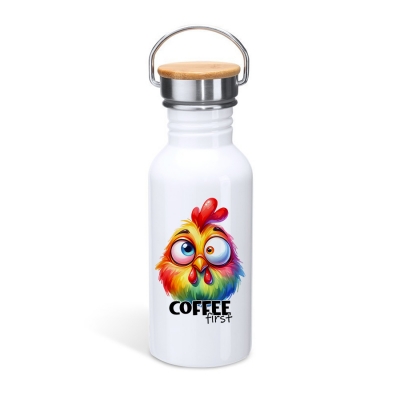 Μπουκάλι με καπάκι μπαμπού | Coffee first