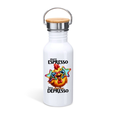 Μπουκάλι με καπάκι μπαμπού | More espresso Less depresso