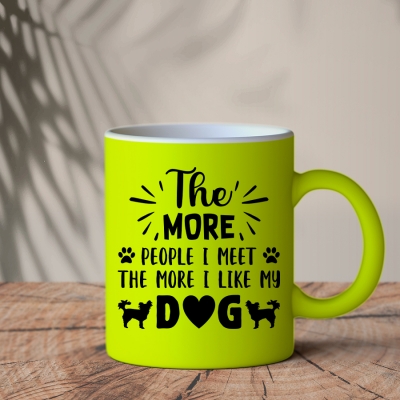 Φωσφοριζέ Κούπα Κίτρινη | The more people I meet the more I like my dog