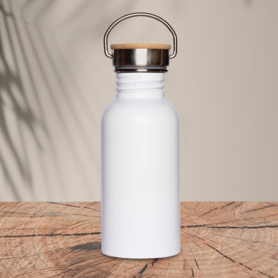 Μπουκάλι με καπάκι μπαμπού 650ml | Λευκό