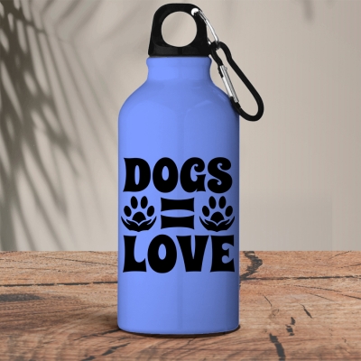 Μεταλλικό μπουκάλι θερμό αλουμινίου 600 ml | Dogs = Love